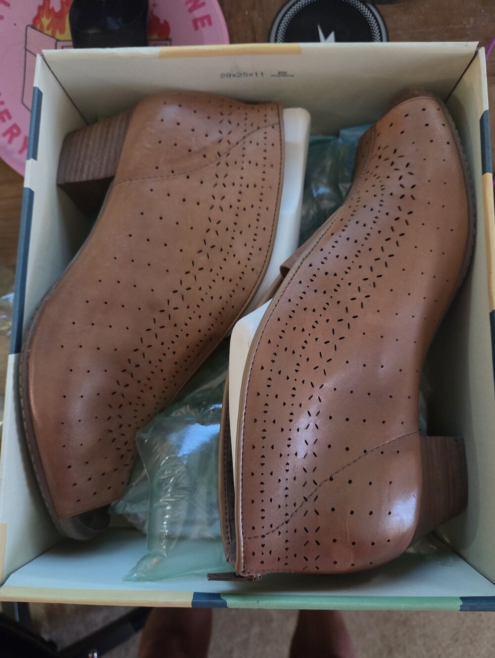 Earth Shoes Women's Brown Peep-Toe Ankle Booties - Picture 12 of 15